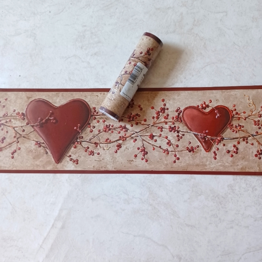 Wallpaper Border Country Hearts & Berry Vines